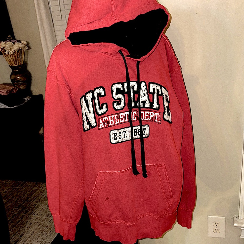 Red NC State Hoodie from "PRESSBOX- distressed unisex women's large men's medium